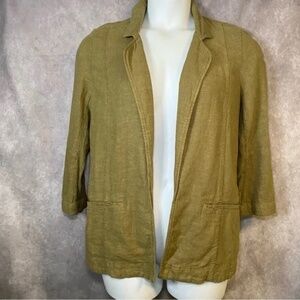 Anthropologie Green Linen Asymmetrical Top Size 12 Casual Chic